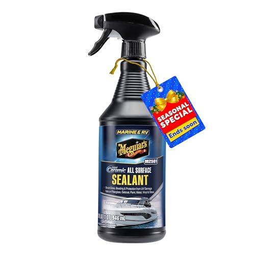Meguiar's Marine & RV Hybrid Ceramic All Surface Sealant - Premium Fiberglass and Gel Coat Sealant that Boosts Gloss, Beading & Protection from UV Damage - Easy to Apply and Wipe Off – 32 Oz Spray