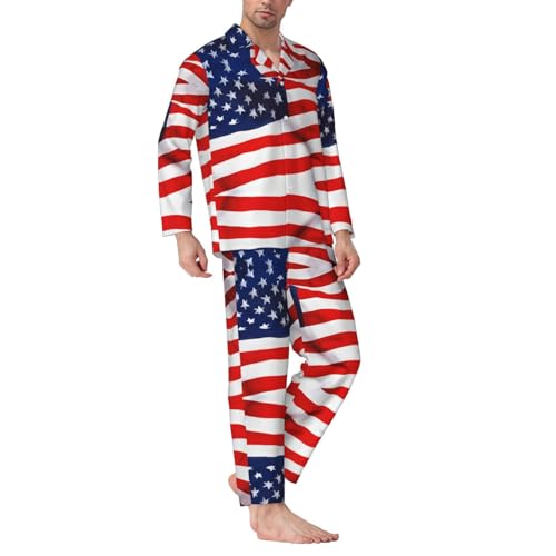 (Flag Patriotic) Printed Men's Long-Sleeved Pajama Set -3