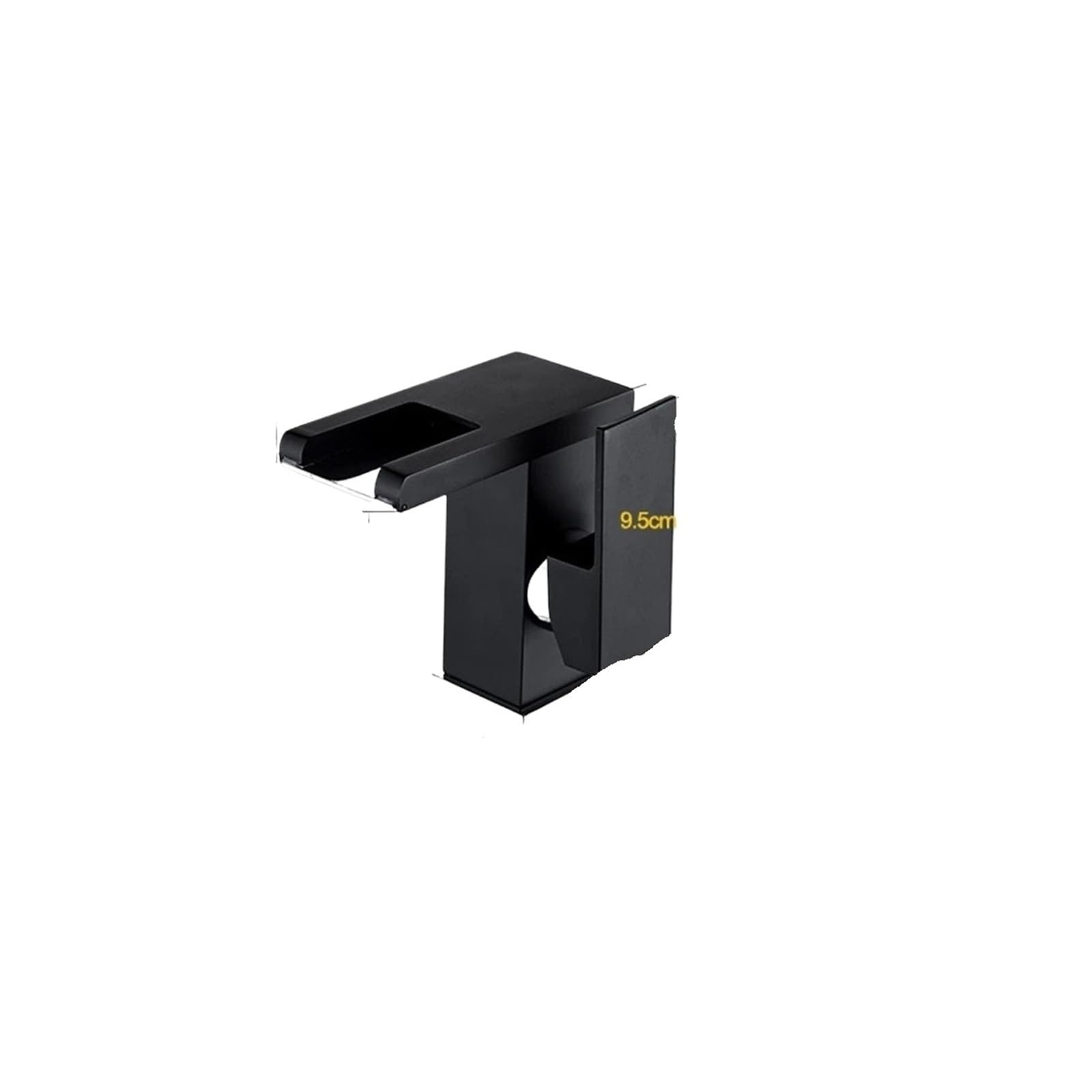 Lavabo de salle de bains cascade noire et mitigeur cuivre LED