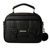 Bolsa Bag Feminina Transversal Tiracolo Baú Média Couro Pu QUBCCUM (Preto)