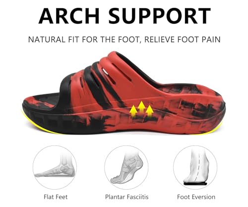Image of GPOS Mens Sport Recovery Sandals Plantar Fasciitis Thick Cushion Slides Sandals Lightweight Comfort Orthotic Slippers