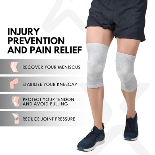Image of Unisex Bamboo Knee Cap | Adjustable Support for Knee Pain Relief & Injury Prevention | Breathable, Comfortable & Durable - Ideal for Sports, Recovery & Daily Use - (Size - L)