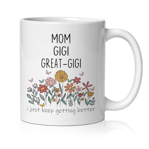 BEHIFL Great-Gigi Great Grandma Gifts Mug, Pregnancy Baby Announcement for Gigi Grandma Coffee Cup Ceramic, Great Grandmother Gifts Ceramic Coffee Tea Mug 11 oz