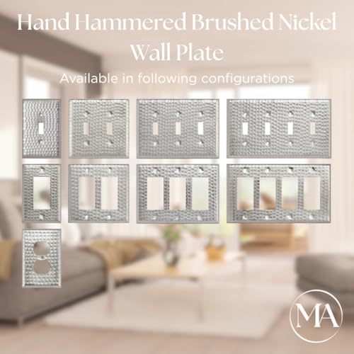 Plaque murale double interrupteur en aluminium martelé main nickel brossé - 3