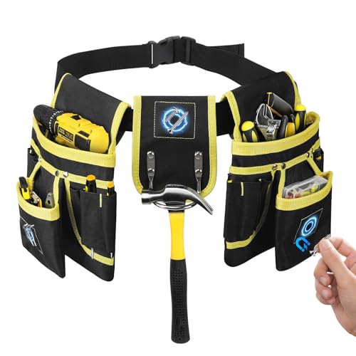 Cintura Porta Attrezzi, Magnetica Tessuto Oxford Cintura Attrezzi con 26 Tasche, Regolabili Staccabili Cintura Attrezzi Lavoro per Elettricista, Falegname, Edilizia