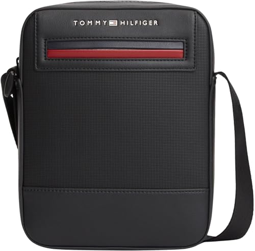 Tommy Hilfiger Herren Crossbody Bag Tasche Foundaiton Mini Reporter mit Metall-Logo Schwarz (Black) Einheitsgröße