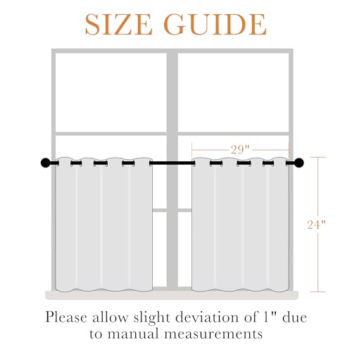 Image of PONY DANCE Kitchen Curtains 24 inch Length - Blackout Camper Curtains for Travel Trailers, Set of 2 Panels Tiers, Short Small Window Drapes for Bathroom & Basement, Ideal for RV Camper, Black