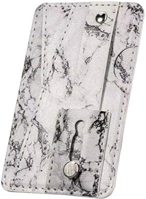 Marble Cell Phone Stick On Wallet Card Holder Phone Pocket for iPhone, Android and All Smartphones. (White)