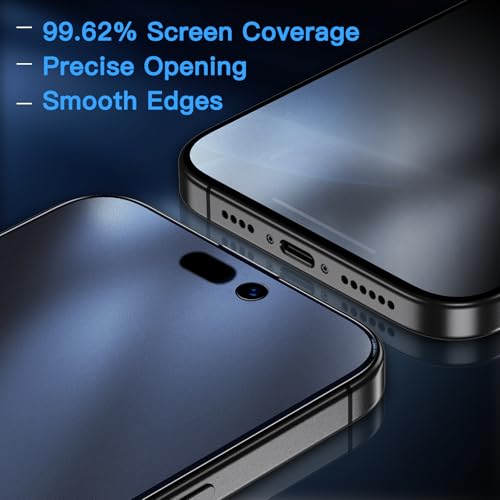 Image of Uyiton for iPhone 15 Pro Max Matte Privacy Screen Protector - Anti-Fingerprint [Easy to Install] Anti-Spy Shatterproof Full Coverage 9H Tempered Glass Screen Cover, 2 Pack