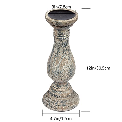 Sofe Handmade Shabby Chic Wooden Pillar Candle Holders, Farmhouse Rustic Candle Holder, Unique Decorative Candlestick Holders For Table Centerpiece, Wedding Fireplace #TOP5