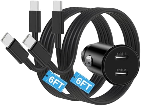 iPhone 16 15 Car Charger[Apple MFi Certified],40W Dual USB C Car Charge Adapter Fast Charging for iPhone16 15 Pro/16 15 Pro Max/16 15 Plus,6FT USB C to USB C Cable for iPad Pro,Galaxy S24/S23-Black