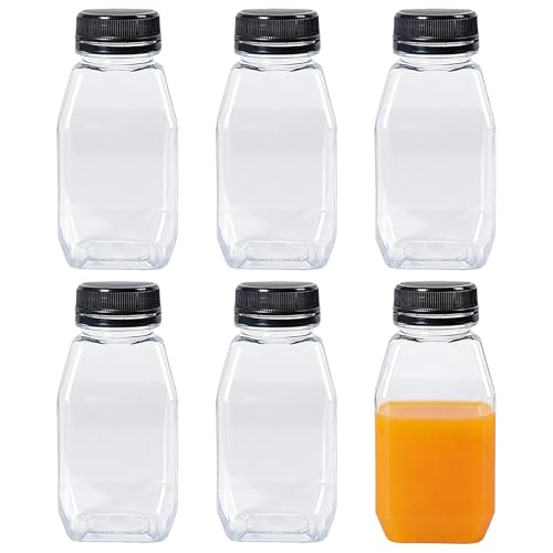 Nocecfi 6pcs 280ml Reusable Bottles with Lids - Small Drink Containers for Milk, Juice & Beverages, Fits Mini Fridge