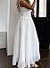 Mieazom Women's Maxi Tulle Skirts Elegant Tiered A-Line Flowy Long Skirt Fashion Elastic High Waisted Fall Winter Dress White L