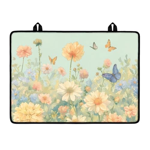 Image of Daisy Floral Butterfly Gas Burners Top Covers Non-slip Extra Large Stove Top Cover for Electric Waterproof Rubber Base Surface Heart Resistant Oven Cover Mat 30x21 Inch Easy to Storage
