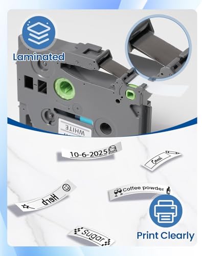 Image of Pillex 2-Pack 12mm 0.47 inch White Label Maker Tape TZE2312PK Replacement for Brother P Touch Label Tape TZe-231 TZ-231, Compatible with Brother Ptouch PT-D210 PT-D220 PT-H110 PT-D400 PT-1880 PT-D600 D200