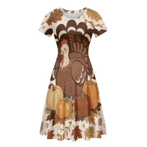 Image of Irisjudy T Shirt Dress for Women Short Sleeve Girls Short Sleeve Dress Plus Size, O Neck Knee Length Midi Dress for Ladies