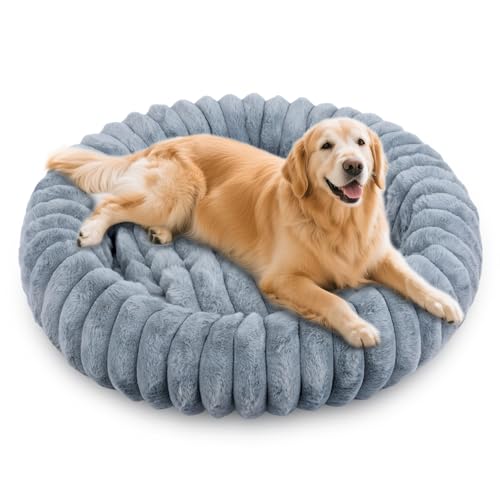 Qoosea Hundebett Katzenbett Flauschig, Dickes Donut Hundekissen mit Nackenstütze, Waschbar Hundedonut mit Rutschfester Unterseite, Hundebetten für Kleine und Mittelgroße Hunde Katzen Grau 60 cm Qoosea Hundebett Katzenbett Flauschig, Dickes Donut Hundekissen mit Nackenstütze, Waschbar Hundedonut mit Rutschfester Unterseite, Hundebetten für Kleine und Mittelgroße Hunde Katzen Grau 60 cm