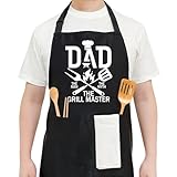 Funny BBQ Aprons for Men Husband Dad Grangpa Black Chefs Apron with Adjustable Neck Strap for Baking Cooking Grilling Gifts for Father's Day Birthday Valentine's Day Anniversary Men Women - YT0386