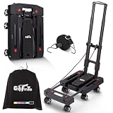 Folding Hand Truck Lightweight Hand Truck Dolly Foldable,Luggage cart with 6 Rotate Wheels, Utility Cart with Adjustable Handle,Collapsible Dolly for Moving (Black)