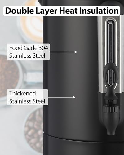 Image of Garvee Commercial Coffee Urn,80 Cup-12 L,Hot Water Dispenser with Percolator, Stainless Steer Hot Beverage, Easy Two Way Dispenser,Black
