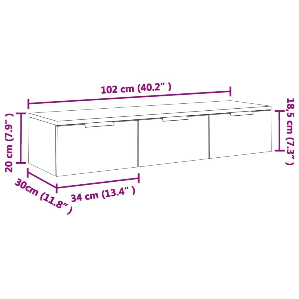 vidaXL Armario de Pared Mueble Aparador Almacenaje Cajones Colgante para TV Estante Flotante Salón Decoración Madera Contrachapada Blanco