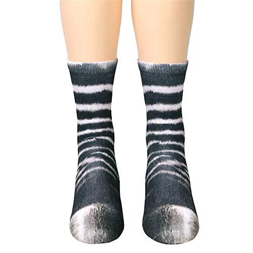 Unisex Adult 3D Print Animal Foot Hoof Socks - Zebra