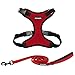 Voyager Step-in Lock Dog Harness and Reflective Dog Leash Combo Set with Neoprene Handle 5ft Long - Supports Small, Medium and Large Breed Puppies/ Cats - Red Black Trim (w Leash), XS