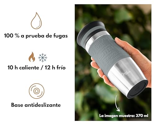 Taza de acero inoxidable hermética que evita derrames de café caliente y frío de 370ml 3