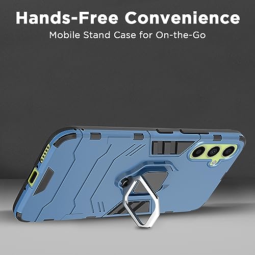 Image of Pikkme Samsung Galaxy A34 5G Back Cover | D5 Tough Armor Bumper | 360 Protection Case | Ring Holder Stand Case for Samsung Galaxy A34 5G (Blue)