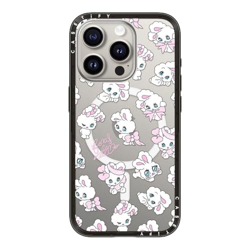 CASETiFY �R���p�N�g iPhone 15 Pro �P�[�X [MagSafe�Ή�/���^ �y��/�ϏՌ�] - Ribbon Bunnies - �u���b�N
