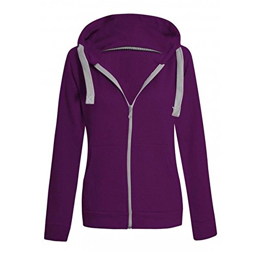 Sweat-shirt à capuche fille violet en coton avec manches longues