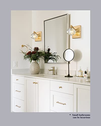 Coyilap Gold Wall Sconce Set Of Two, K9 Crystal Vanity Light, Modern Bathroom Light Fixtures, Gold Wall Lamp For Bathroom Bedroom Hallway, Bd009-1-G2 #TOP4