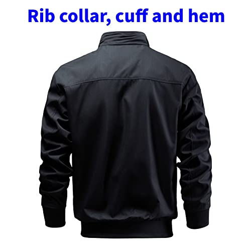Tlzc Men's Casual Jacket Outdoor Windbreaker Lightweight Softshell Flight Bomber Jackets (Black, Large) #TOP1