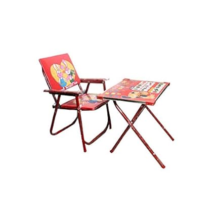Sunrise Kids Metal Body Chair and Table for Study and Dinning (Red)