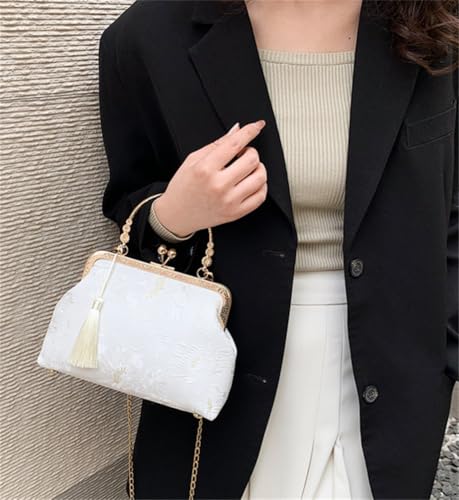 Retro Shoulder Handbag for Women Kiss Lock Chain Clutch Purse Elegant Crossbody Evening Bag for Party Prom 20254