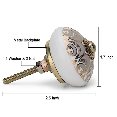 FURNISHFUL FINESSE Kitchen Cabinet Knobs Boho Dressing Drawer Pull Handle Grey Ceramic Cupborad Knob for Farmhouse Furniture Décor Hardware Golden Wardrobe Door Pulls - Pack of 06, Grey & Gold by FURNISHFUL FINESSE - Image 3