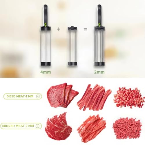 Manual Meat Slicer for Home, Stainless Steel Meat Slicer Cutter Set with Sharpener, 2 x Clean Brushes, Hook, Thickness Adjustable 2-4 mm, Dishwasher Safe,Fresh Meat Food Cutter for Beef Pork Mutton - Image 5