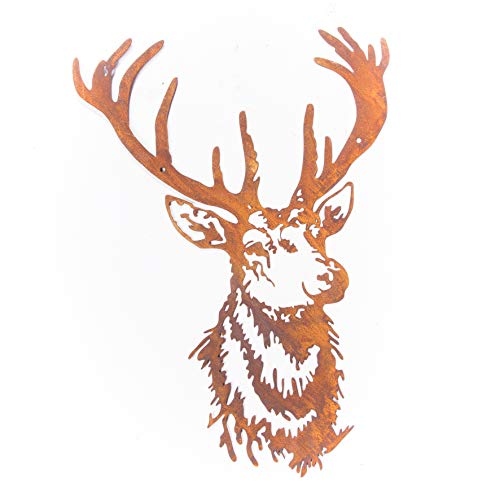 Gartendeko Wand-Dekoration Hirsch Hirschkopf zum Hängen Metall Rost Garten verrostet Landhaus Deko 40cm x 56cm Cover