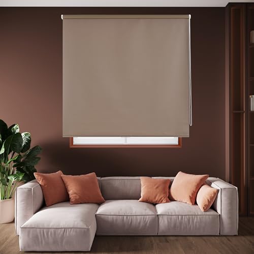 Blindecor Draco Store Enrouleur Opaque - Marron, 120 x 175 cm (largeur x hauteur) | Taille du tissu 117 x 170 cm. Stores thermiques occultants