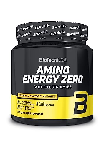 Biotechusa Amino Energy Zero With Electrolytes | Pre-Workout | 9 Essential Amino Acids | Caffeine | Sugar-Free, Gluten-Free, 360 G, Pineapple-Mango
