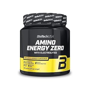 BioTechUSA Amino Energy Zero with Electrolytes | Pre-Entrenamiento | 9 Aminoácidos Esenciales | Cafeína | Sin Azúcar, Sin Gluten, 360g, Piña-Mango