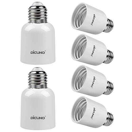 DiCUNO E26 to E39 Adapter, Medium E26 to Mogul E39 Screw Base Light Bulb Socket Converter, Maximum 300W and 165? Heat Resistant 6Pcs