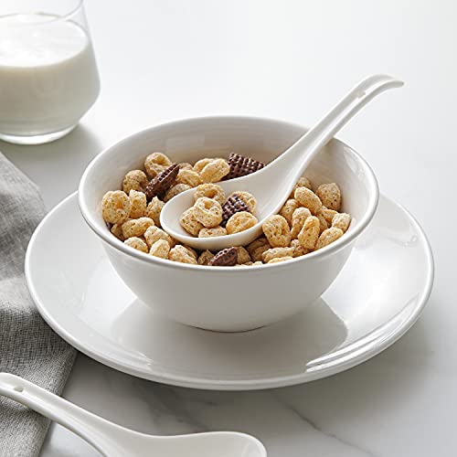 Le Tauci Soup Spoons, Ceramic Ramen Spoons, Chinese Soup Spoons, Large Asian Soup Spoons For Pho Wontons Cereals Oatmeal Porridge Dumpling Miso, Set Of 8, 7.1 Inch, White #TOP3