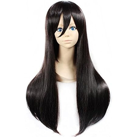 Amazon Caseeden ケースエデン カゲロウプロジェクト メカクシ団 楯山文乃 ノラガミ 壱岐ひより 夜桜四重奏 槍桜ヒメ コスプレ用ウィッグ ロングストレート 65cm 耐熱 ピュアブラック ブラック 黒髪 黒色 ホワイトメルチェ ウィッグネット2個セット 黒色 肌色
