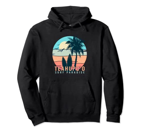 Teahupoo Surf Tahiti Surf Polinesia Francesa Sunset Surfer Sudadera con Capucha