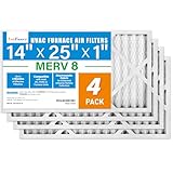 LotFancy 14x25x1 Air Filter MERV 8 Dust Defense (4-Pack) Pleated HVAC Furnace Air Filters, Replacement for Home AC & Heating Systems, Actual Size: 13.75" x 24.75" x 0.75"