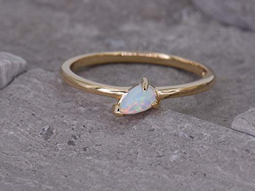 Blossom & Hue BLOSSOM-R-19-22-S7 Gold Stacking Ring - Pear Shaped Opal thumb #3