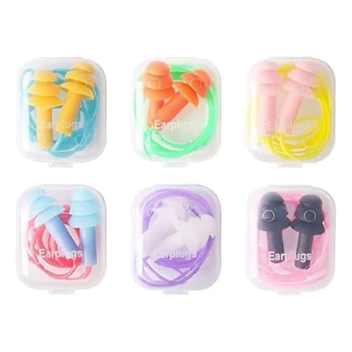 12 Pairs Soft Reusable Silicone Ear Plugs for Sleeping Noise Canceling Waterproof Noise Reduction Concert Swimming Study Loud Snoring Apparel Head Neck Covering