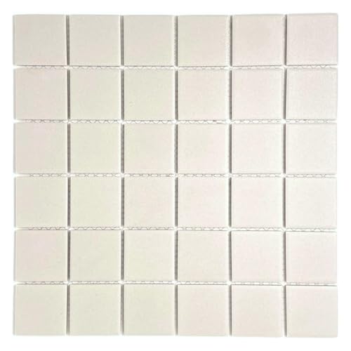 Tenedos White Unglazed Porcelain Mosaic Square 2x2 inch Porcelain Floor