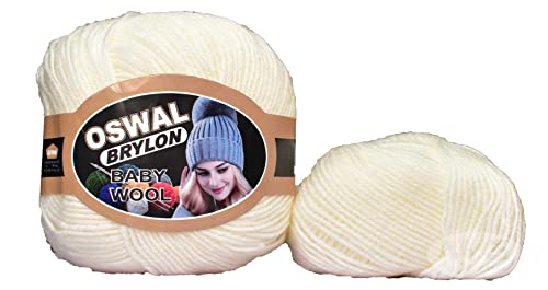 Image of OSWAL 100% Acrylic Wool Cream 4 GMS Wool 4 ply Wool Ball Hand Knitting Wool /Art Craft Soft Fingering Crochet Hook Yarn- Art-AEBE